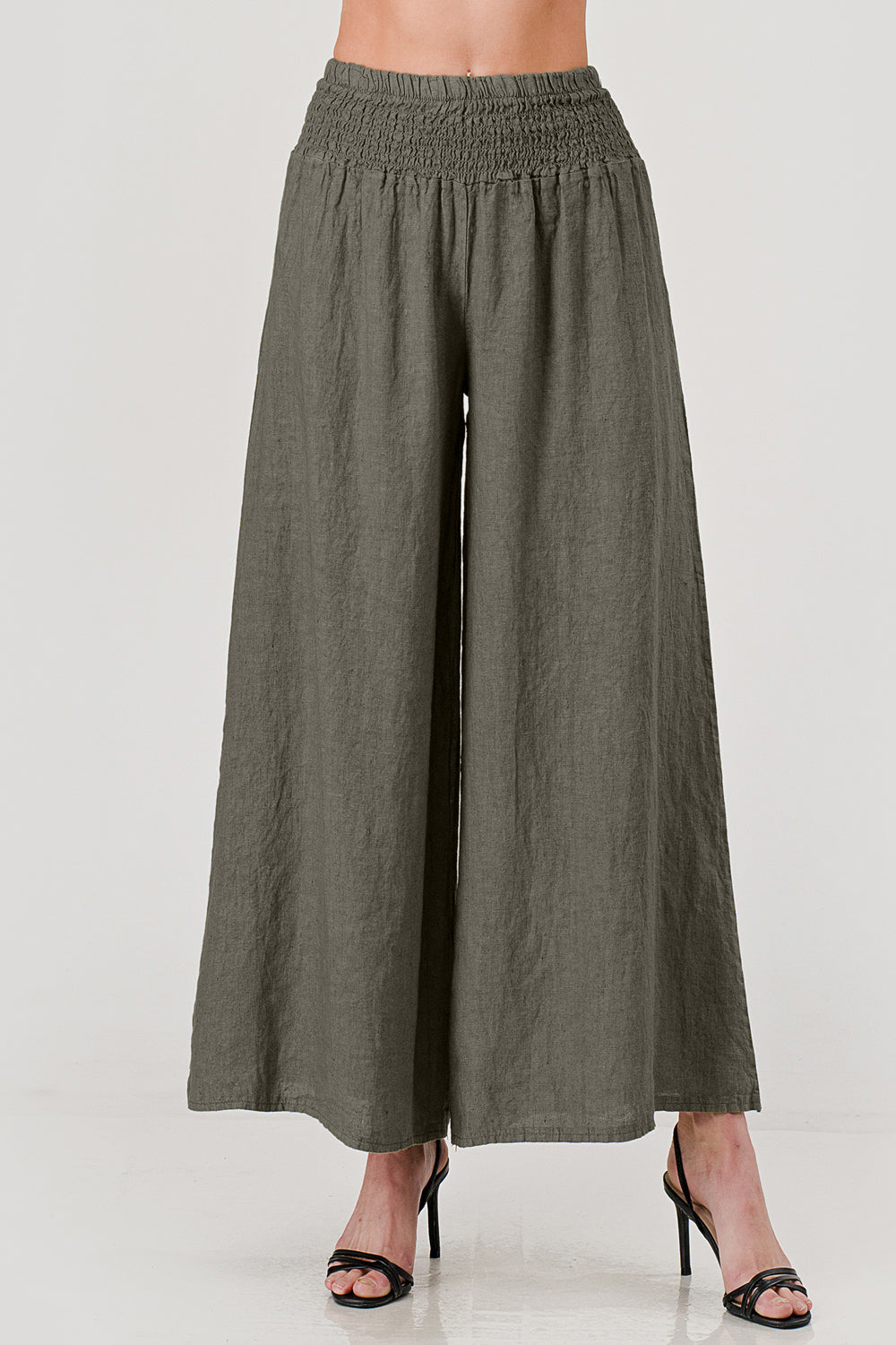 Crossover Wide Waist Linen Pants
