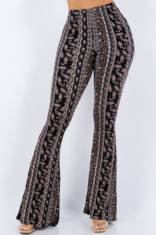 BANDANA PAISLEY PRINTED FLARED LONG PANTS Bottom Raw Moda