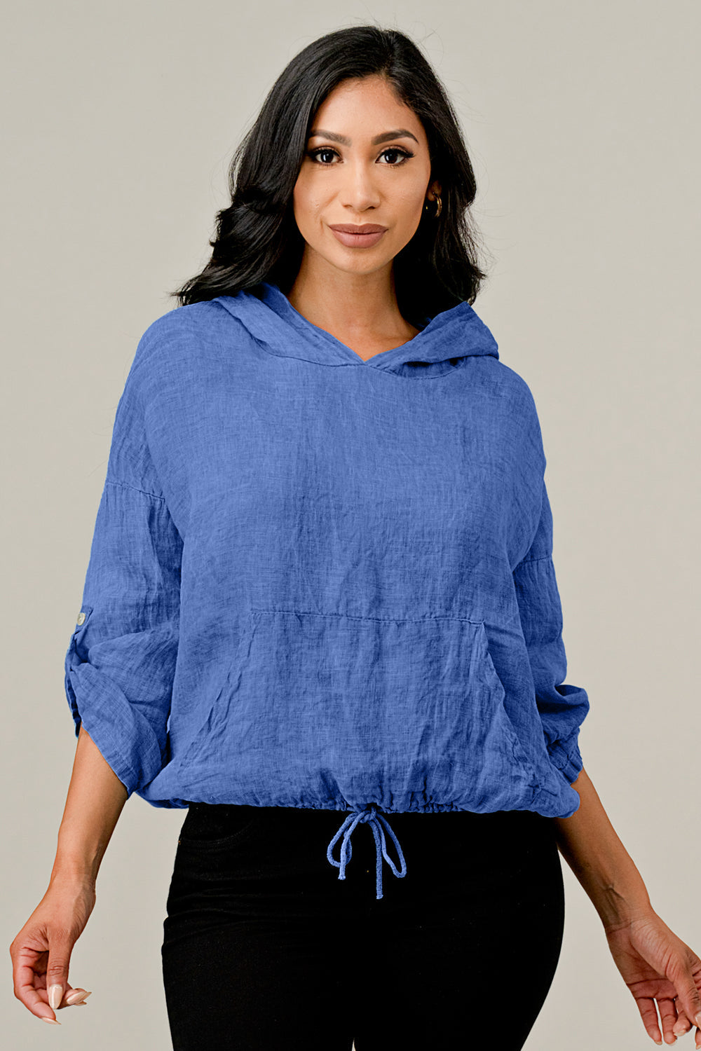 Italian Linen Blouse With Hoodie