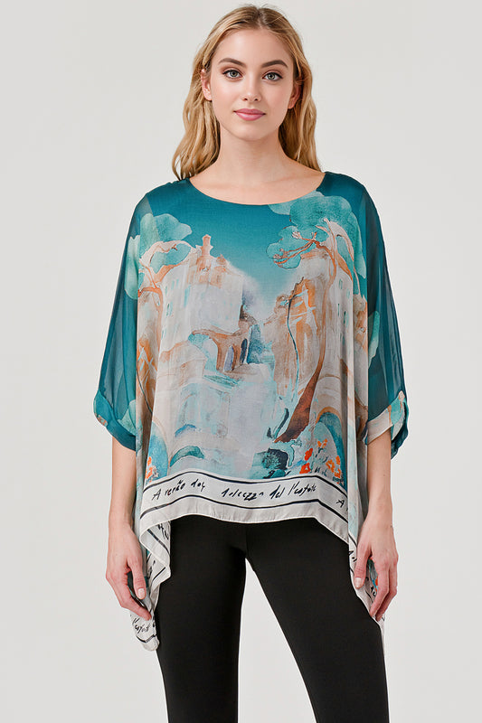 Raw Mode Love Tree Silk Top