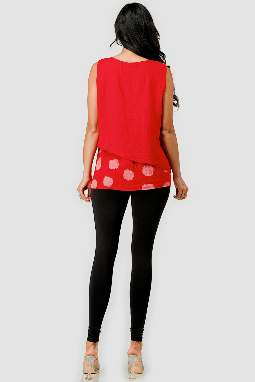 Raw Moda 2 Layers Polka Dot Linen Top - Raw Moda