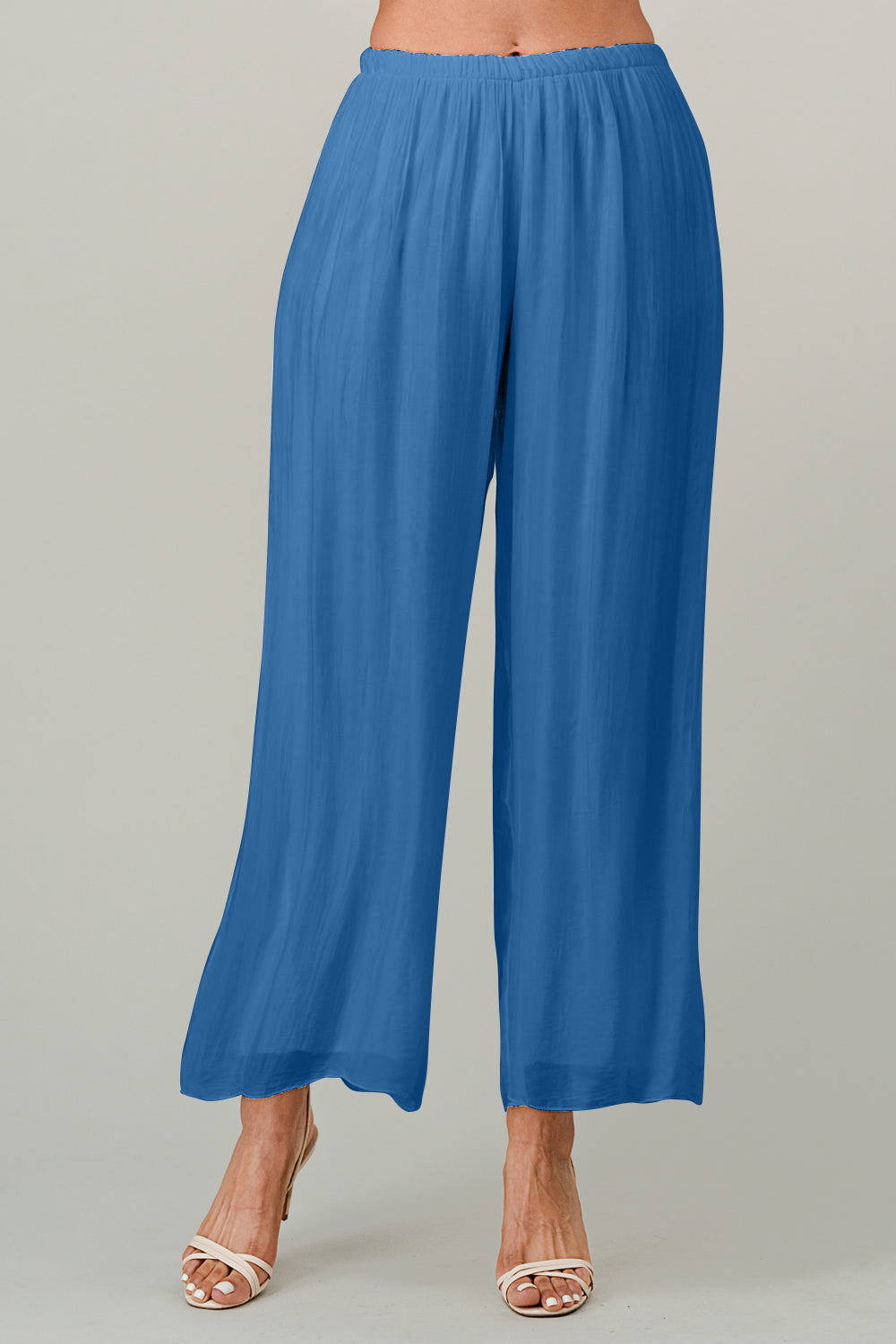 Raw Moda Italian Long Loose Silk Pants Bottom Raw Moda One Size Blue