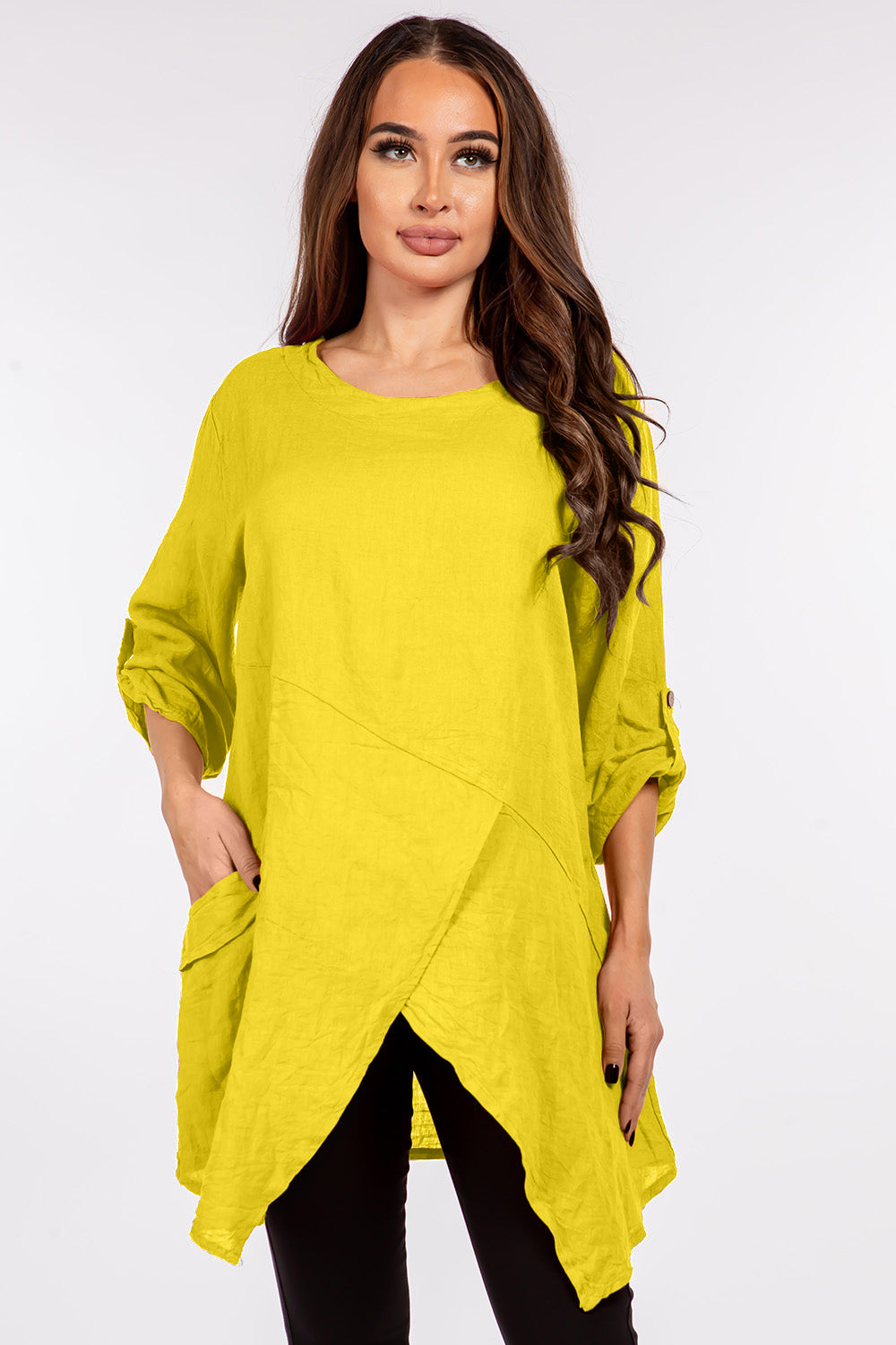 Raw Moda Asymmetric Single Pocket Linen Tunic - Raw Moda