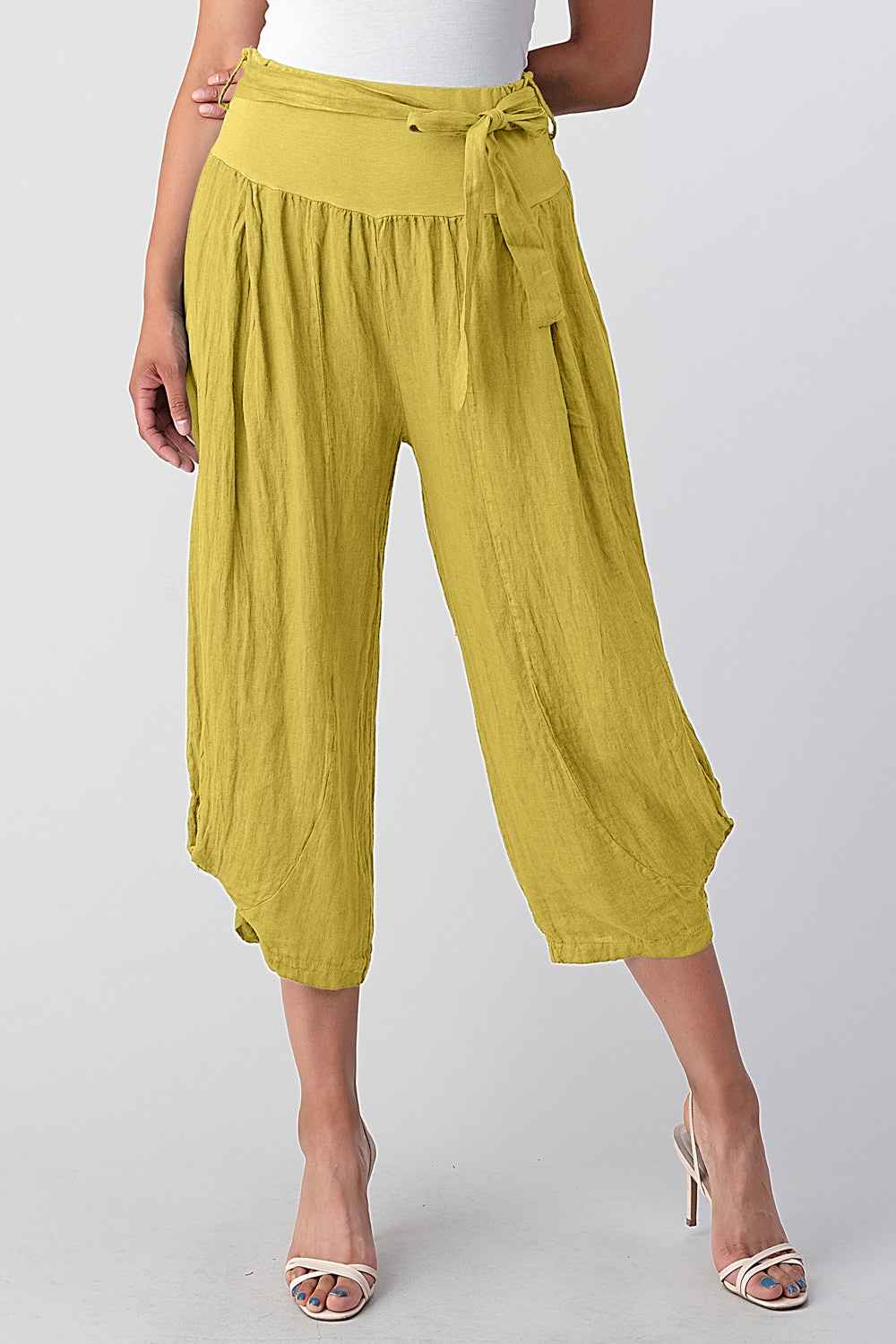 Raw Moda Puro Linen Pants With Belt - Raw Moda