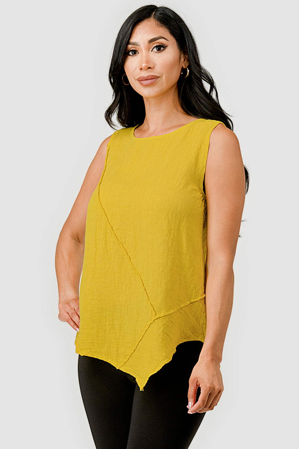 Aspen Organic Sleeveless Linen Top - Raw Moda