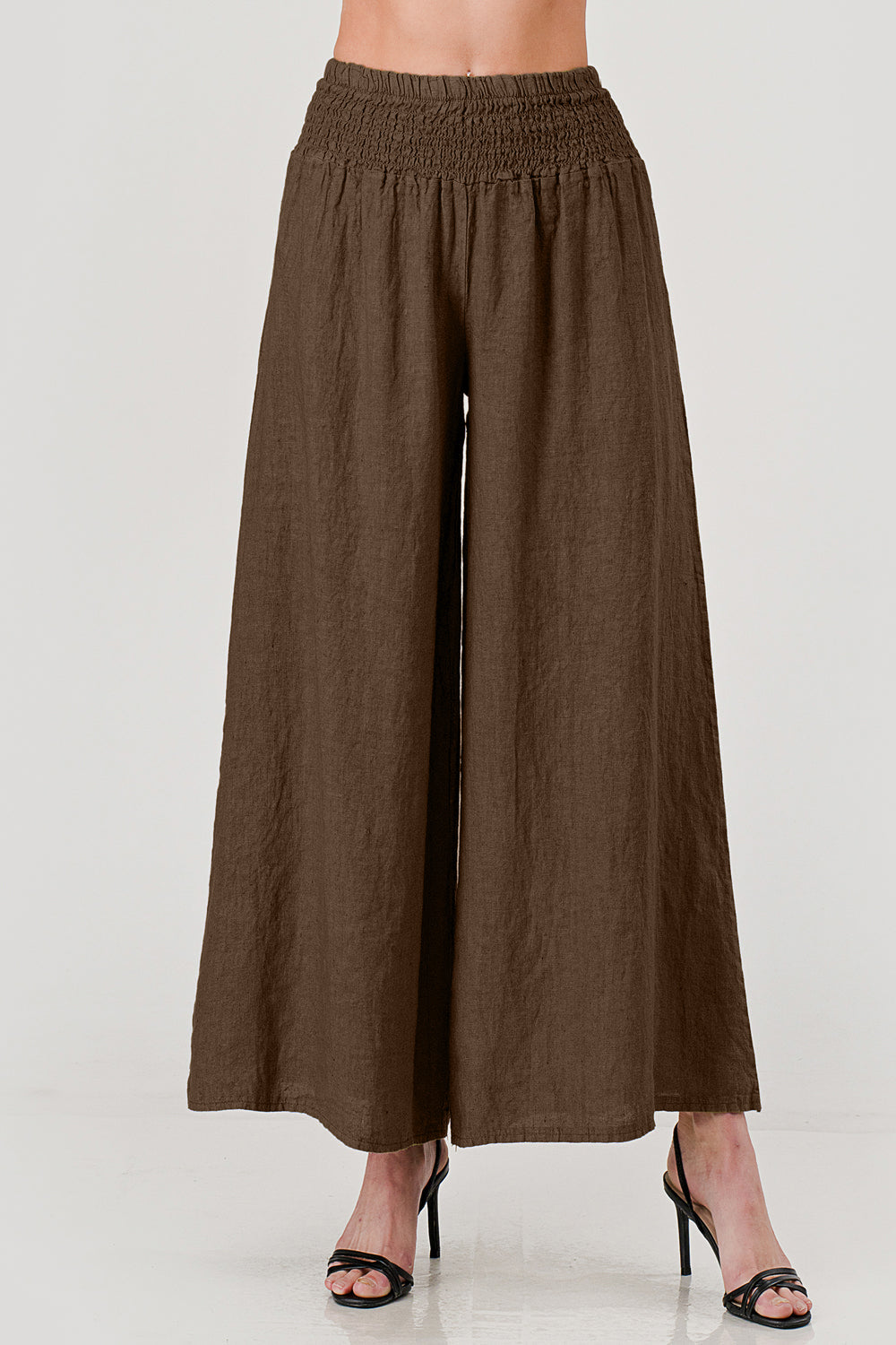 Crossover Wide Waist Linen Pants
