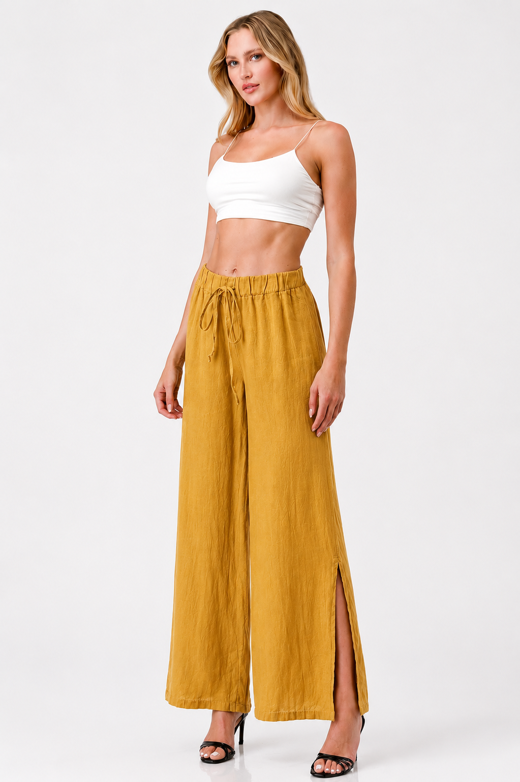 Italian Linen Tie Bottom Pants