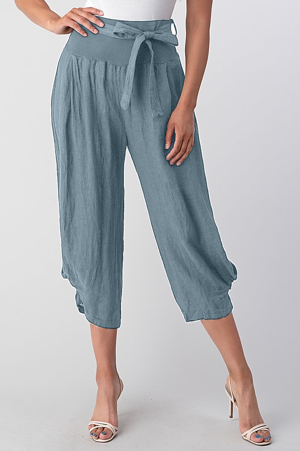 Raw Moda Puro Linen Pants With Belt - Raw Moda
