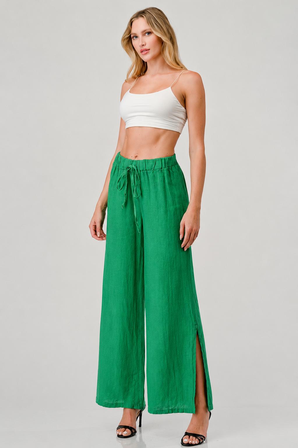 Italian Linen Tie Bottom Pants