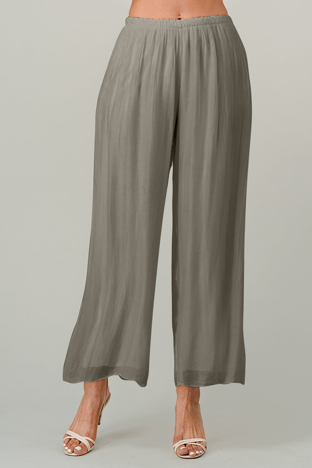 Raw Moda Italian Long Loose Silk Pants Bottom Raw Moda One Size Olive