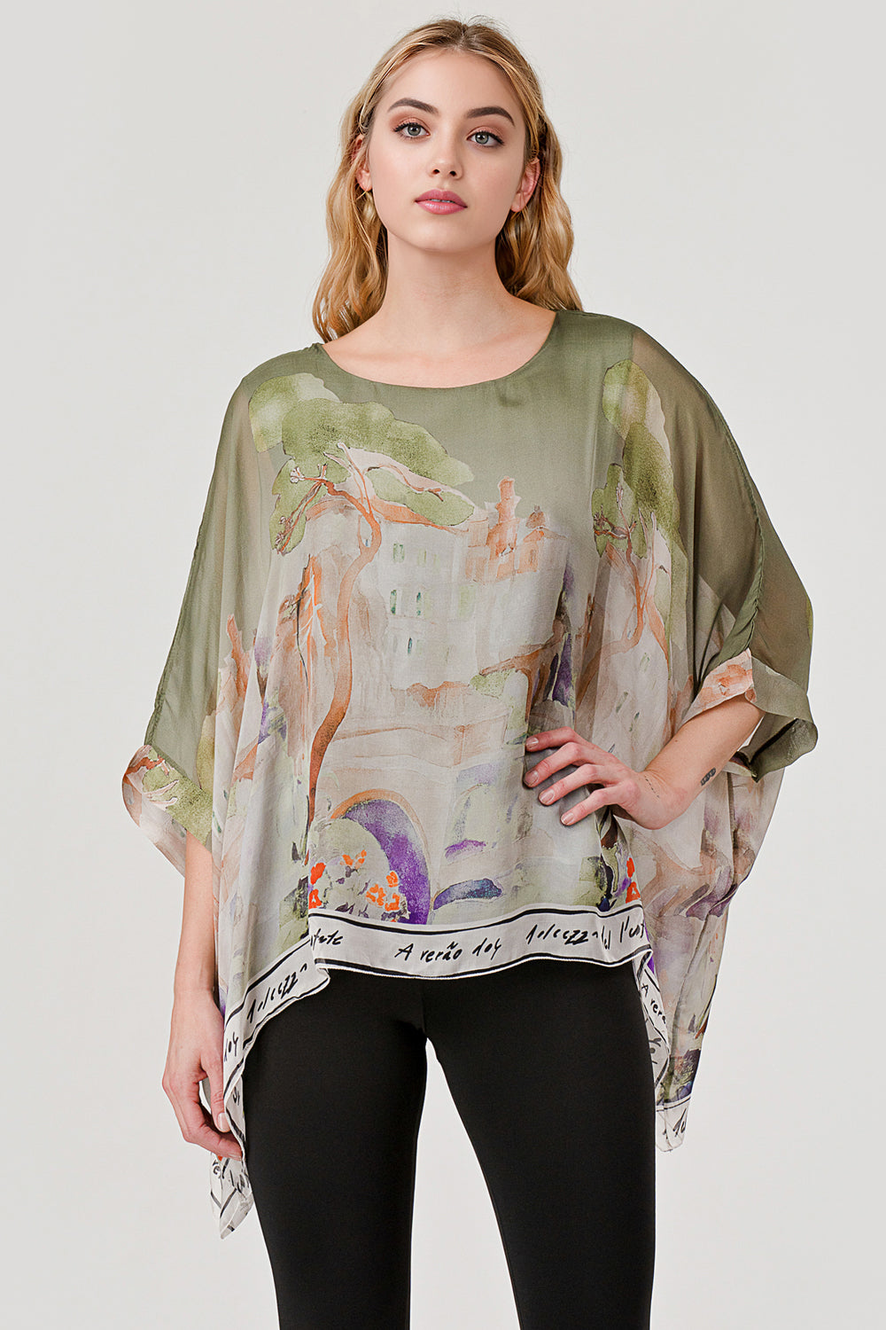 Raw Mode Love Tree Silk Top