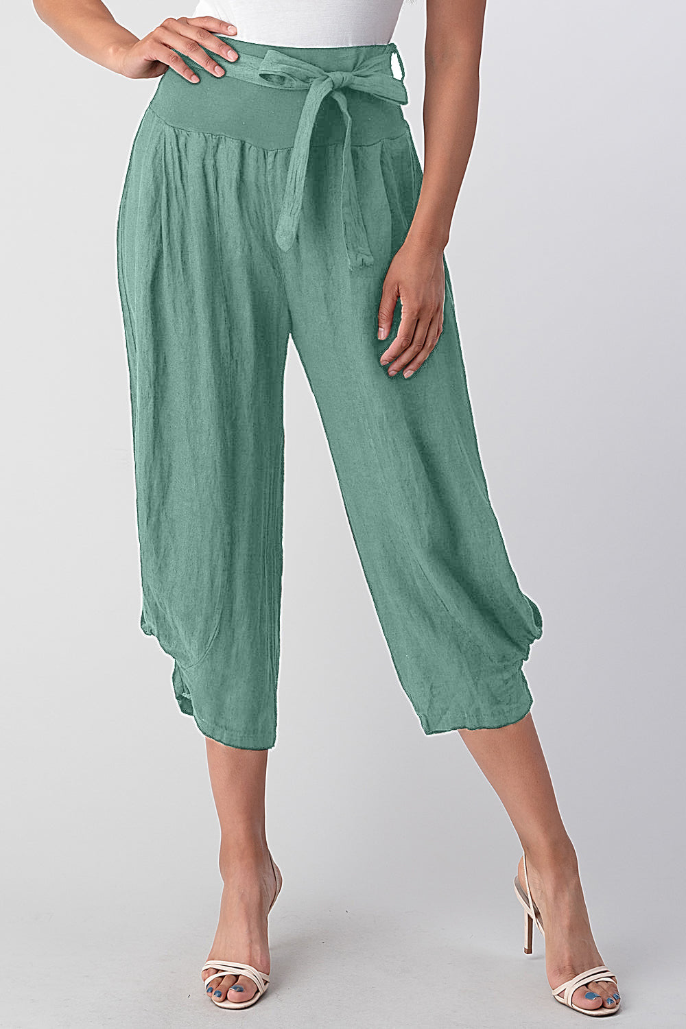 Raw Moda Puro Linen Pants With Belt - Raw Moda