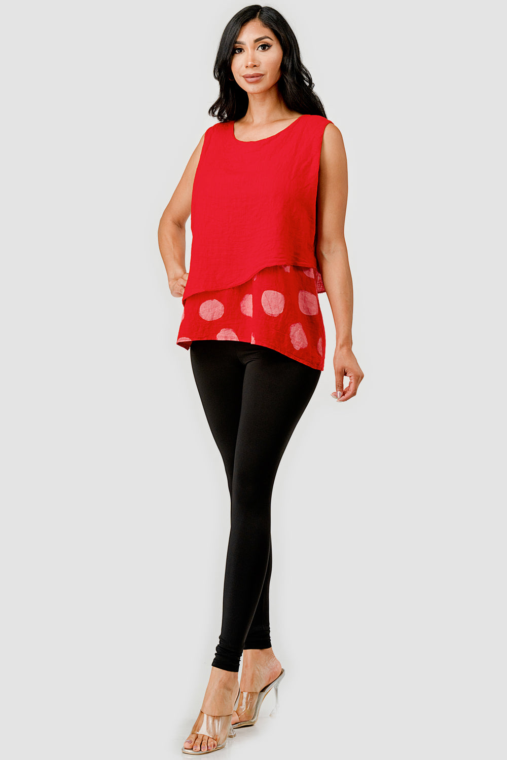 Raw Moda 2 Layers Polka Dot Linen Top - Raw Moda