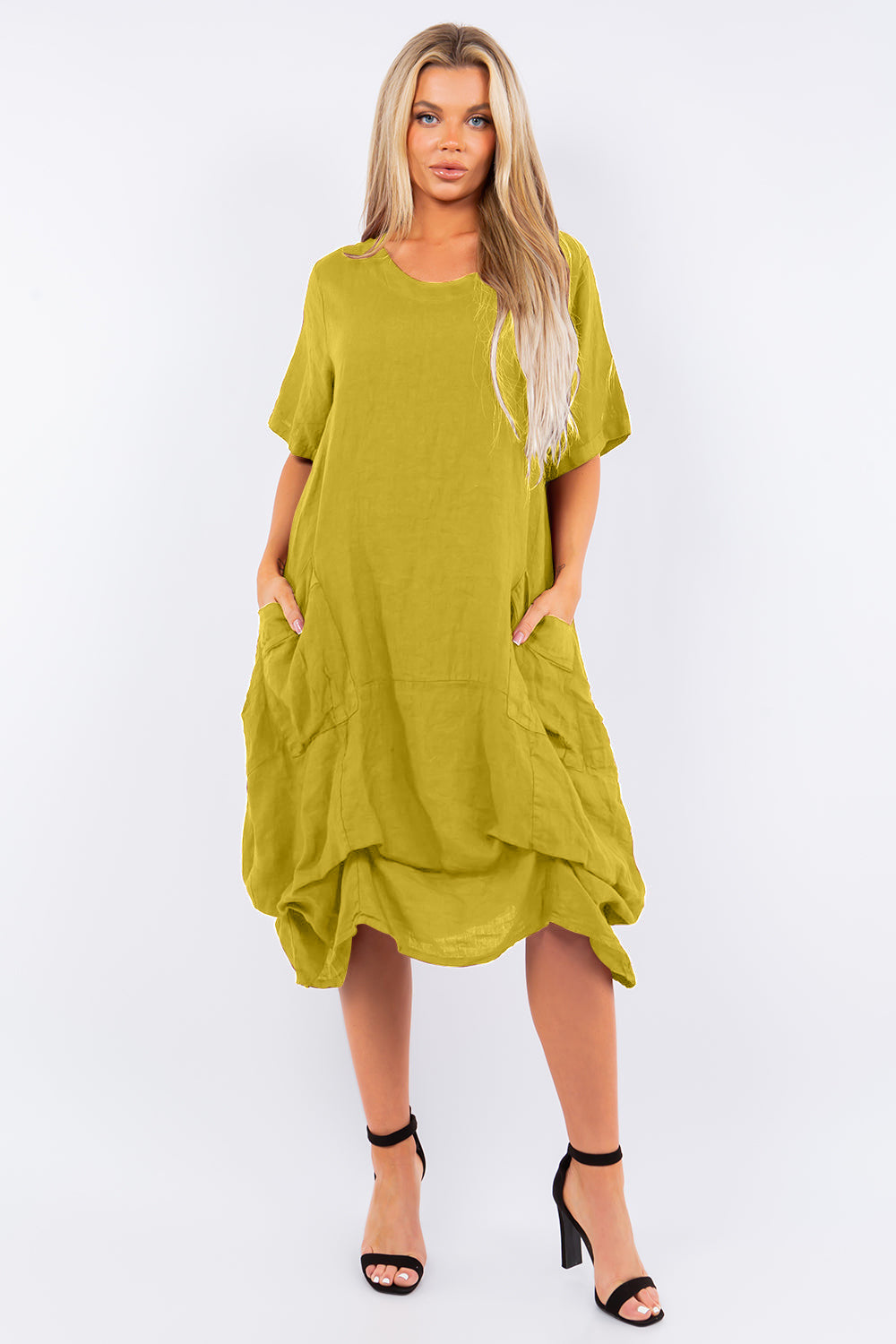 Long Italian Linen Tie Bottom Dress - Raw Moda