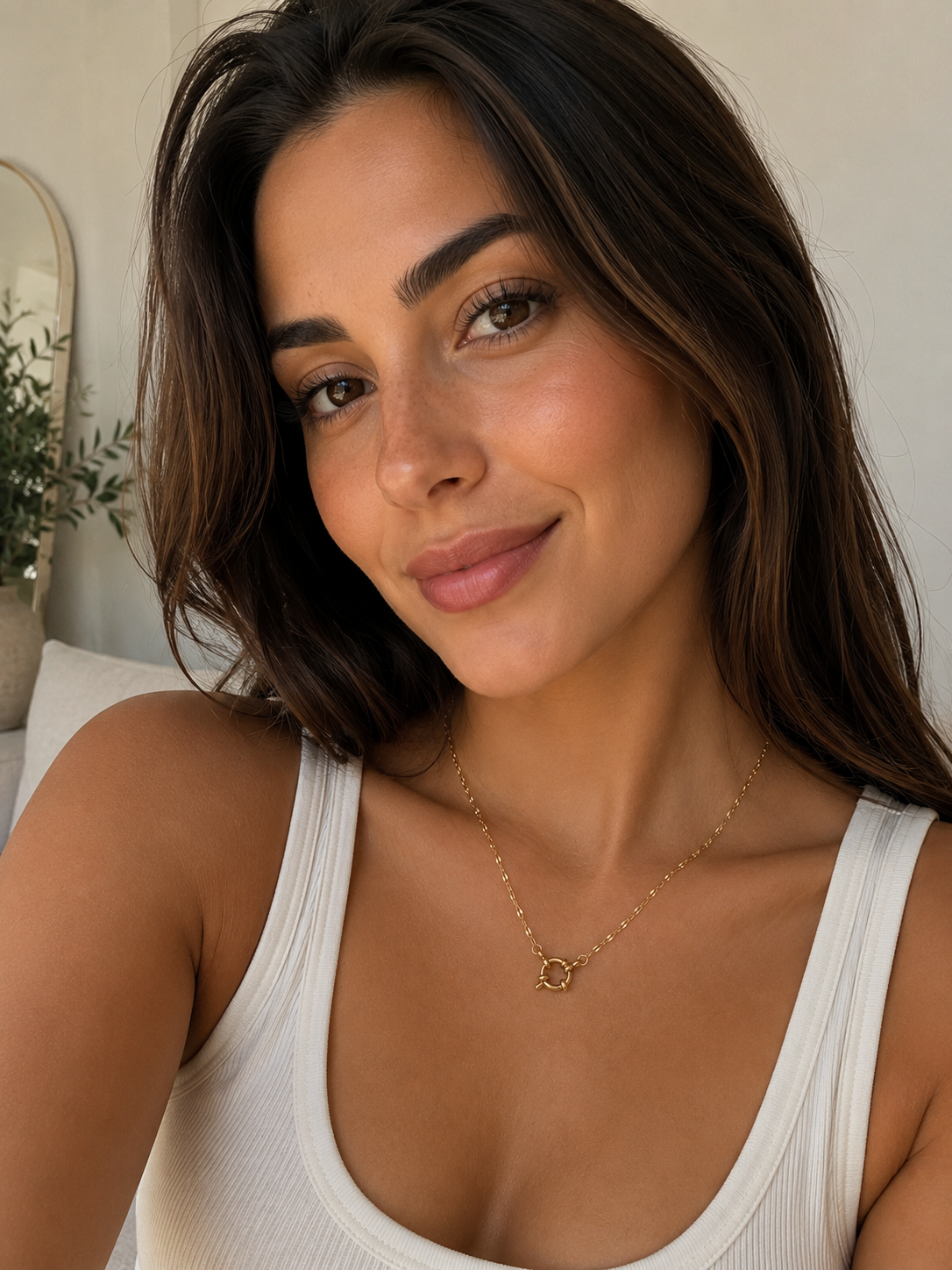Carabiner Round Spring Ring Lip Chain Necklace