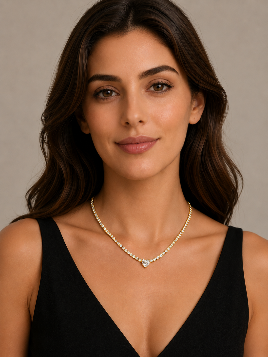Tennis Middle of Heart Necklace