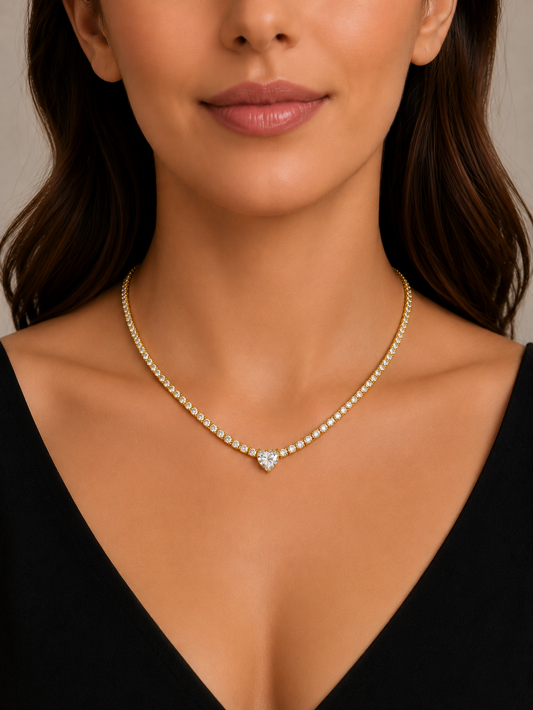 Tennis Middle of Heart Necklace