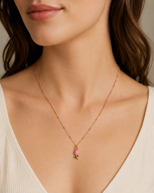 Tulip Pink Chain Necklace
