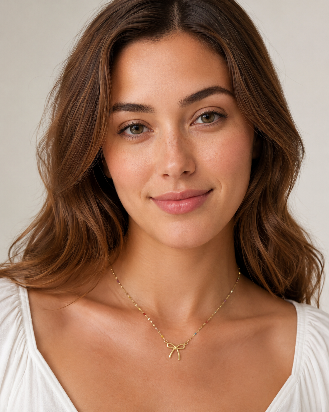 Bow Side Hang Colorful Chain Necklace