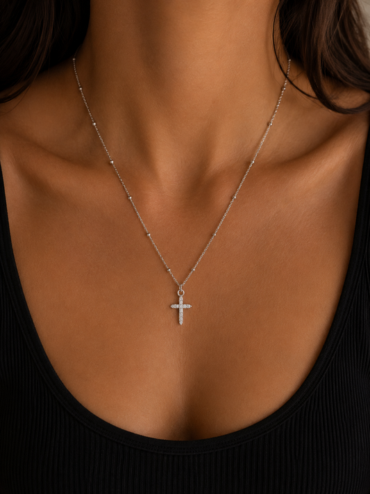 Mini Cross Ball Chain Nekclace