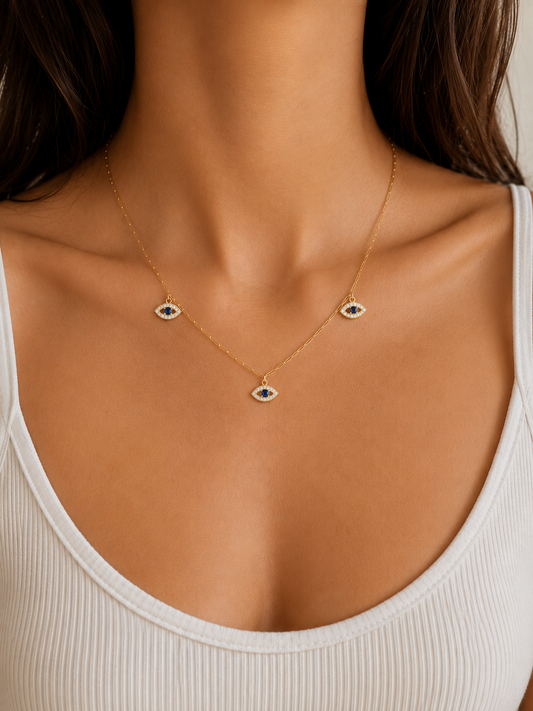 Evil Eye Trio Necklace