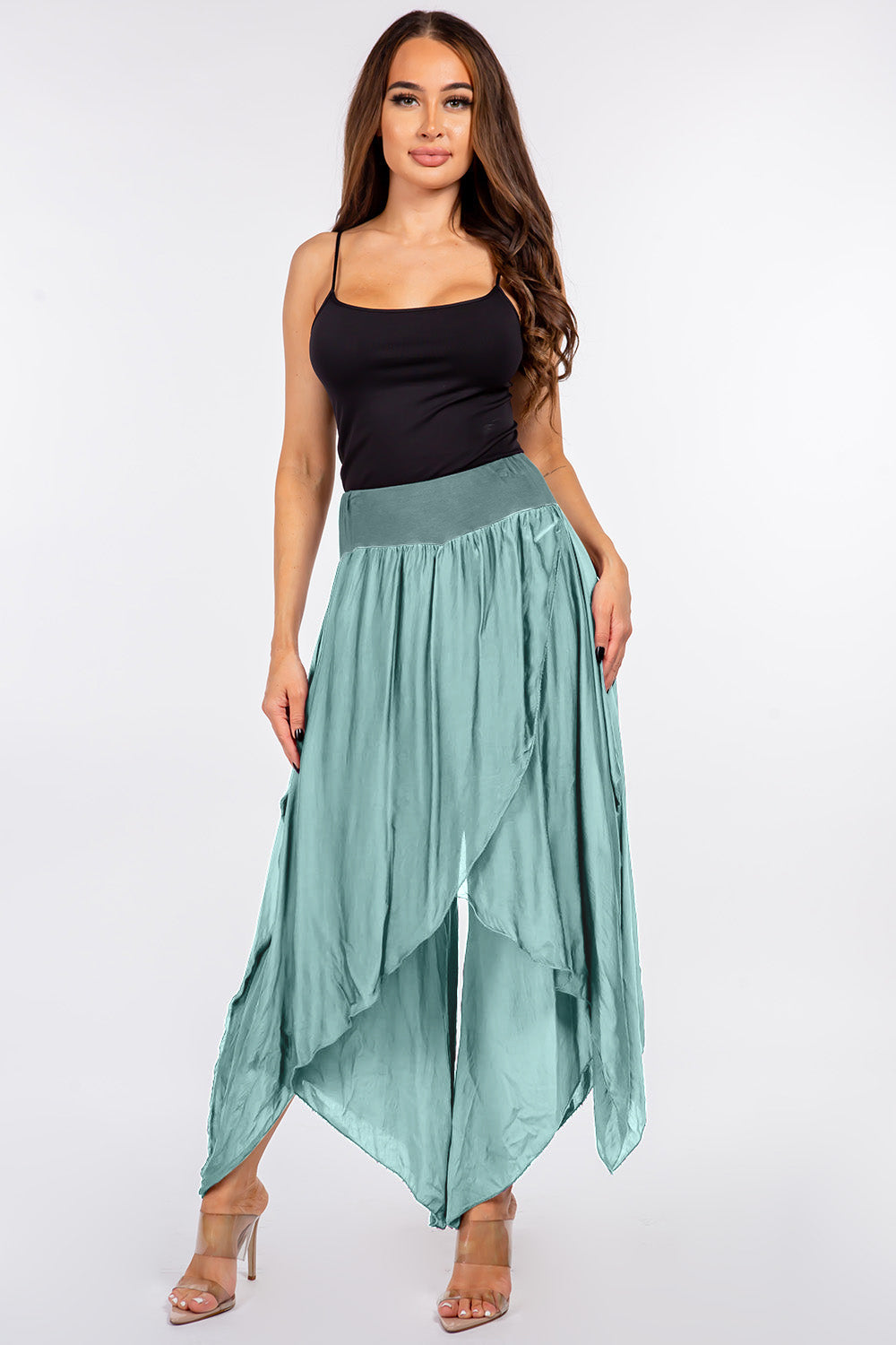 Raw Moda Silk Pants Skirt Bottom Raw Moda One Size turquoise