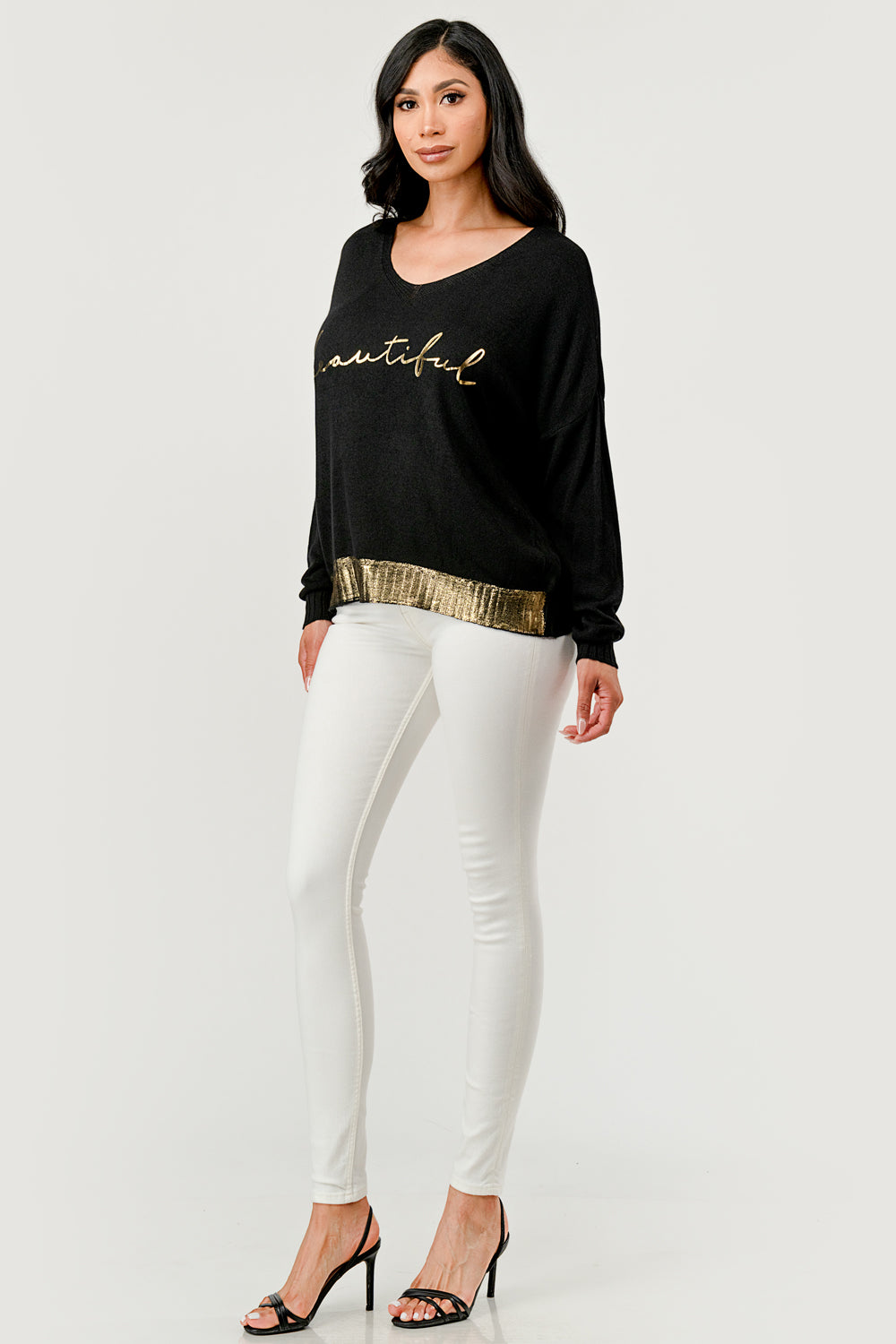 V Neck Beautiful Modal Sweater Top Raw Moda
