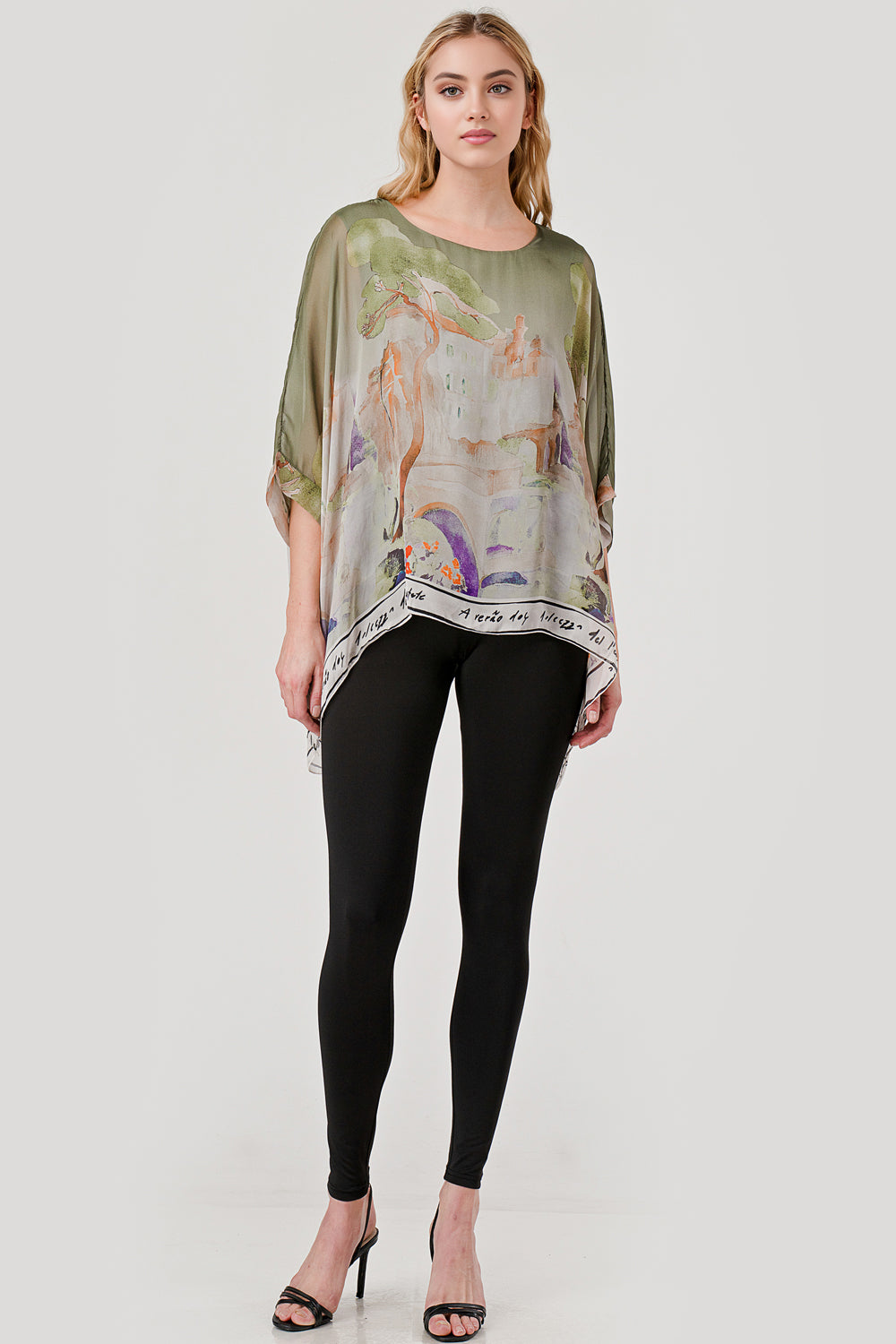 Raw Mode Love Tree Silk Top