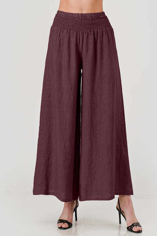 Crossover Wide Waist Linen Pants