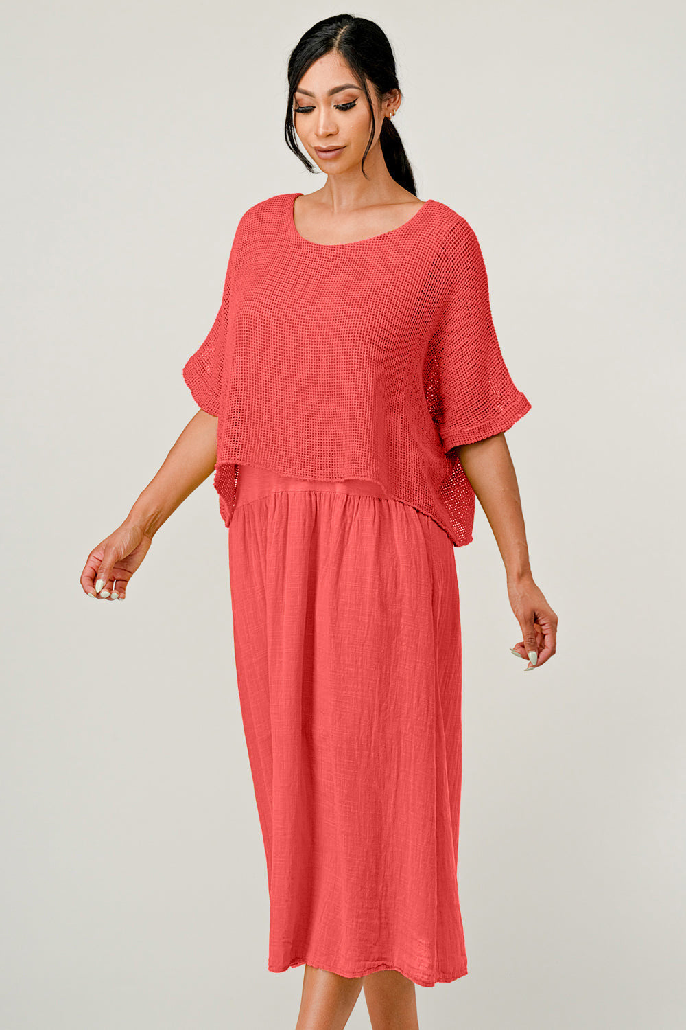 Italian Top Bottom Cotton Dress - Raw Moda