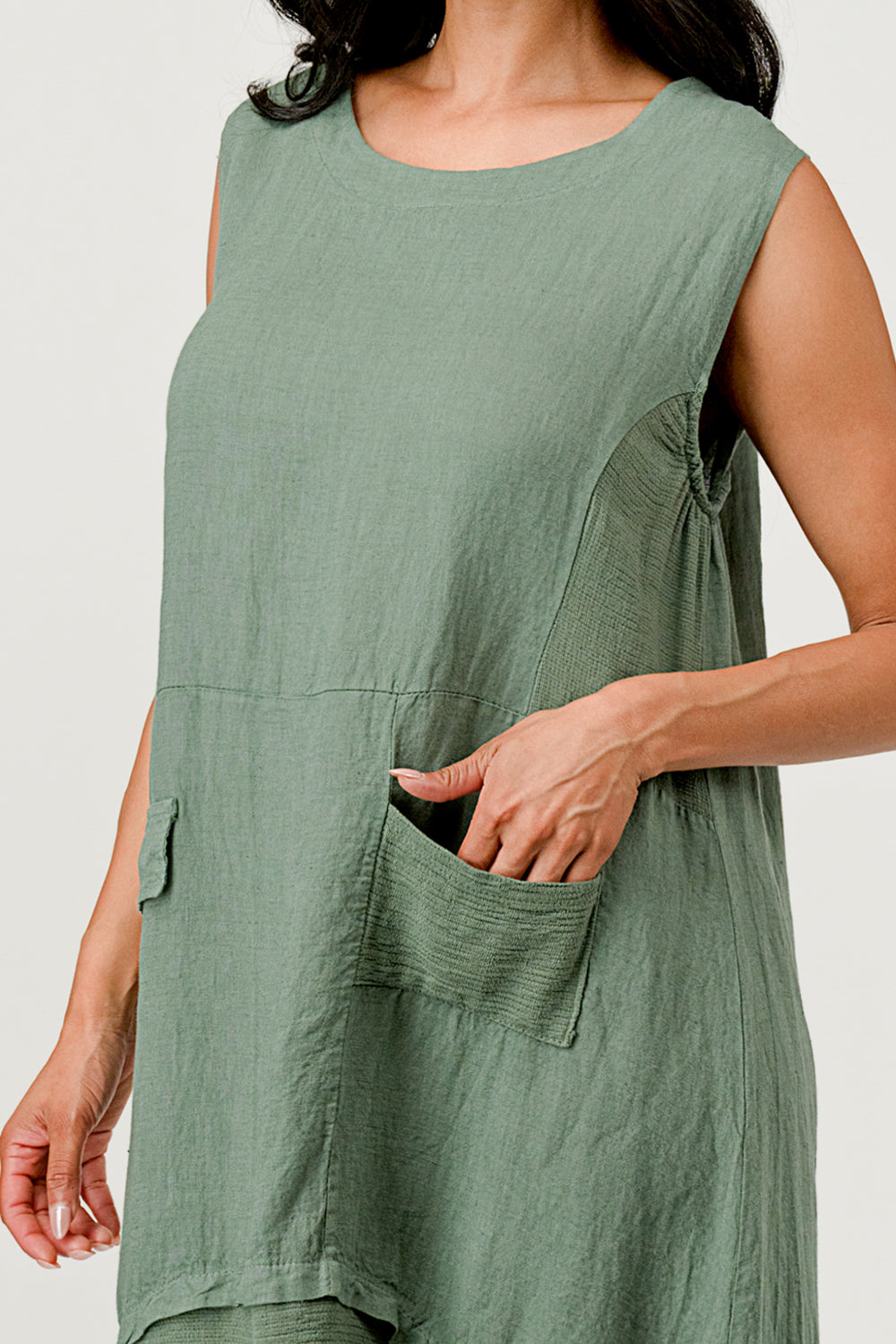Sleeveless Minoo Linen Dress Raw Moda