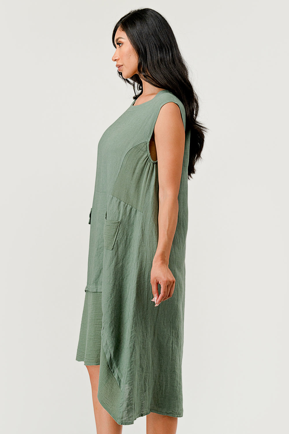 Sleeveless Minoo Linen Dress Raw Moda