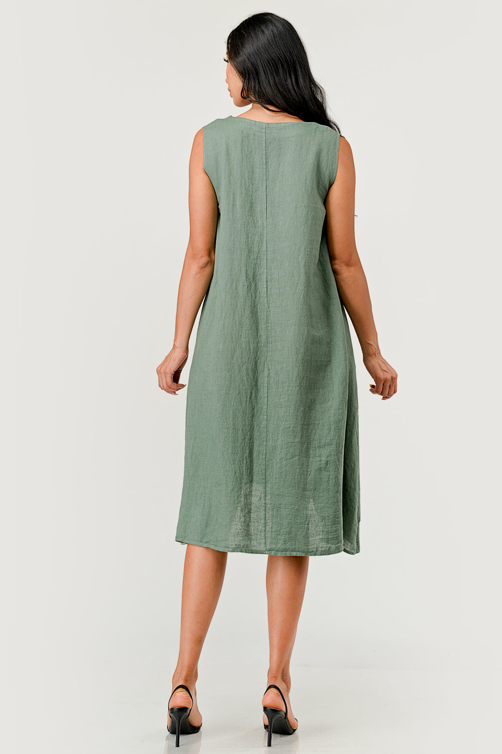 Sleeveless Minoo Linen Dress Raw Moda