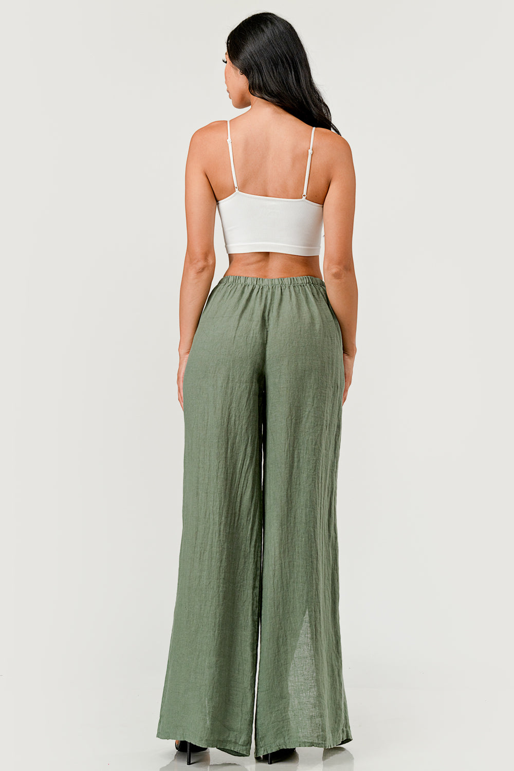 Monika Side Layered Linen Pants Bottom Raw Moda