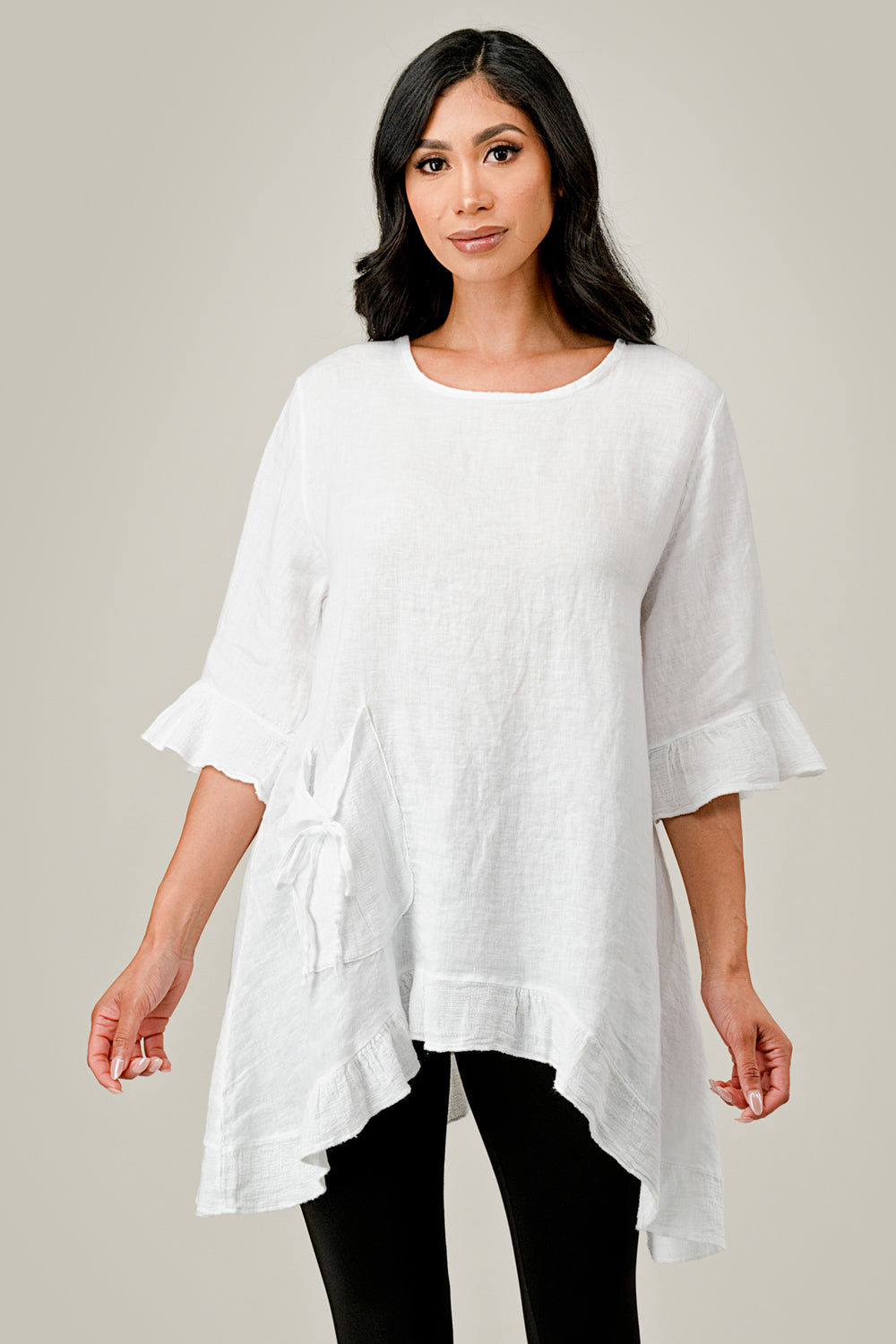 Raw Moda Single Pocket Linen tunic Top Raw Moda