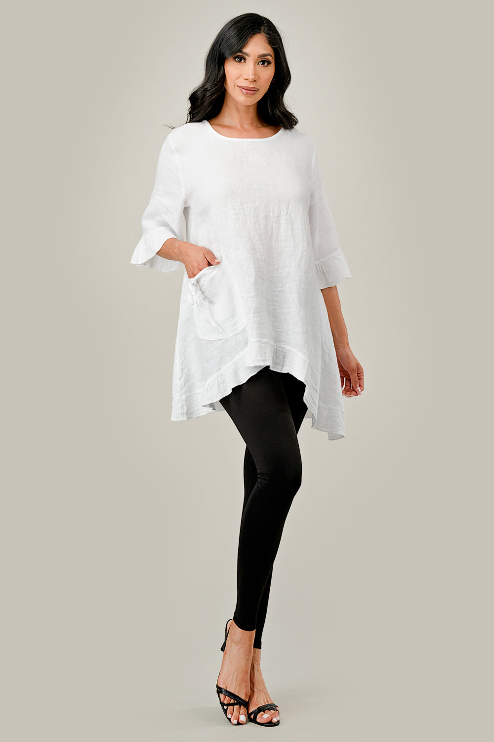 Raw Moda Single Pocket Linen tunic Top Raw Moda