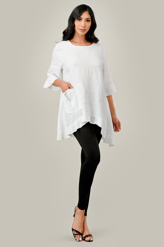 Raw Moda Single Pocket Linen tunic Top Raw Moda