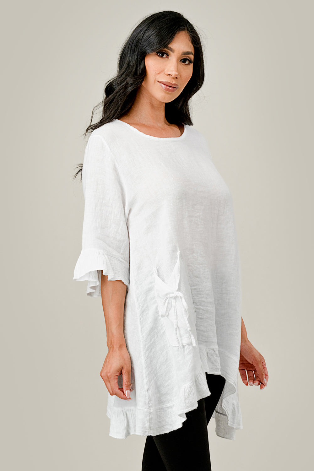 Raw Moda Single Pocket Linen tunic Top Raw Moda