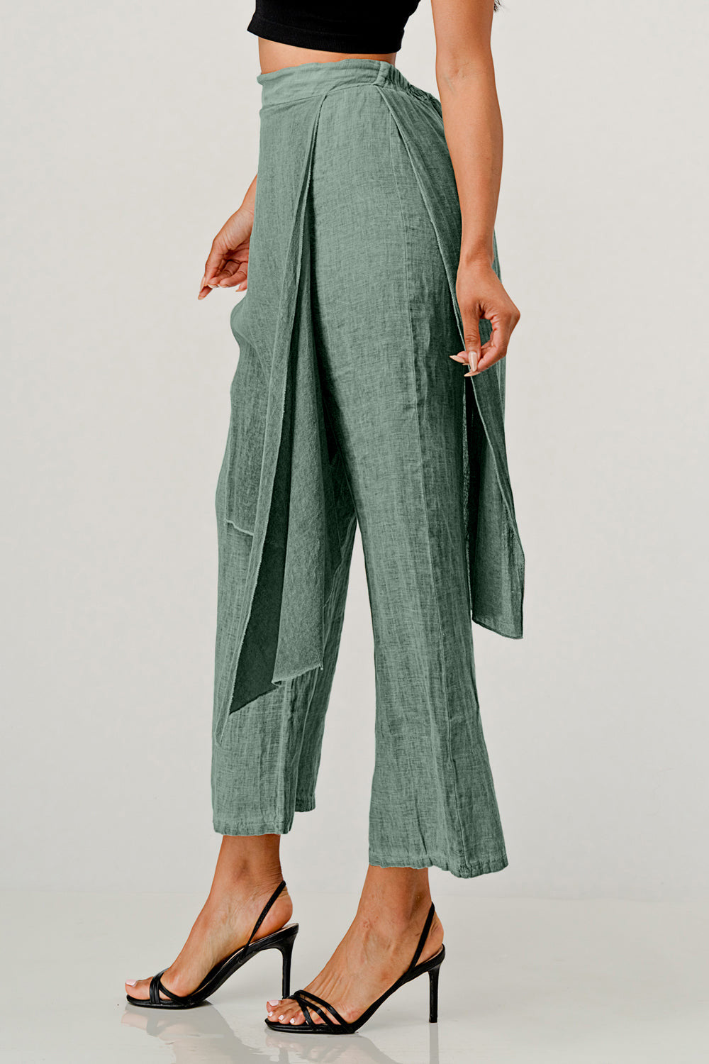 Raw Moda Linen Layered Minna Pants Bottom Raw Moda One Size Teal