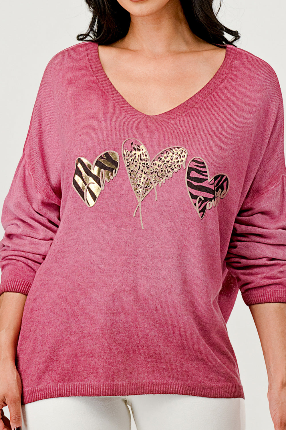 Italian Heart Modal Sweater Top Raw Moda