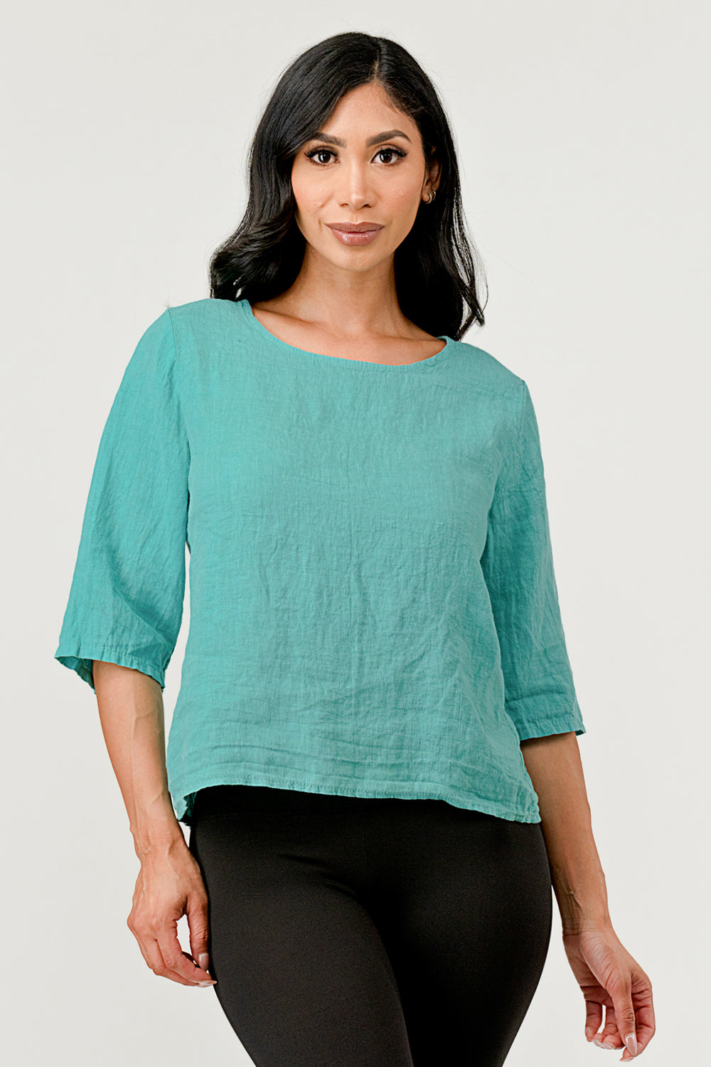Raw Moda Linen Button Back Top Top Raw Moda