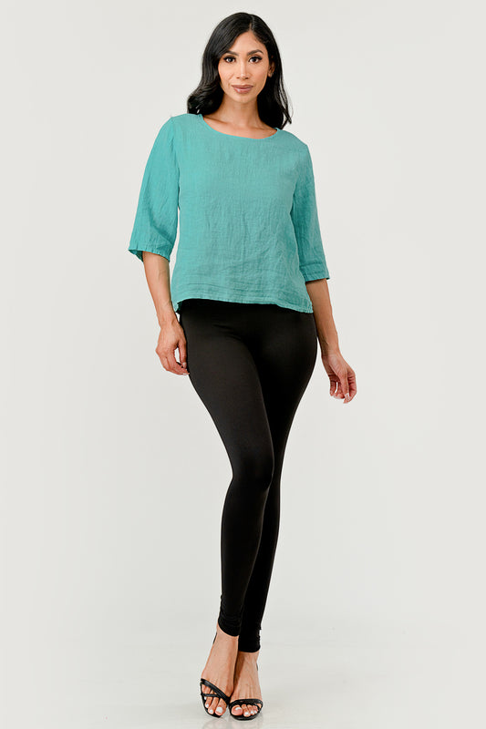 Raw Moda Linen Button Back Top Top Raw Moda