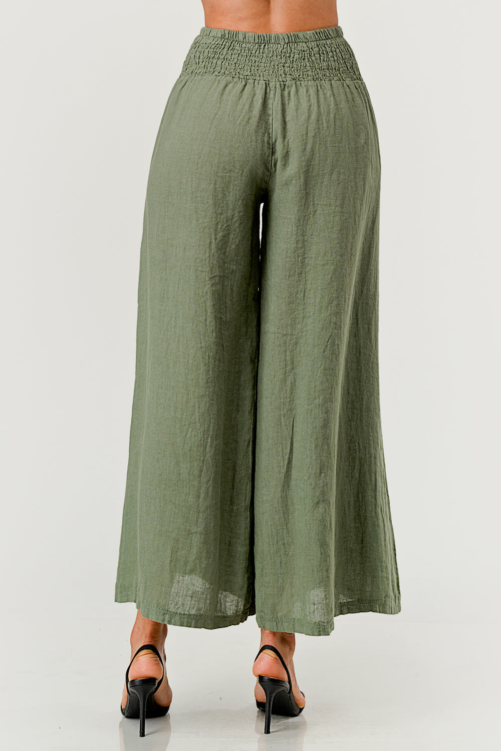 Crossover Wide Waist Linen Pants Bottom Raw Moda