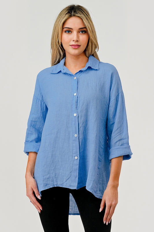 Raw Moda Short Linen Button Shirt - Raw Moda