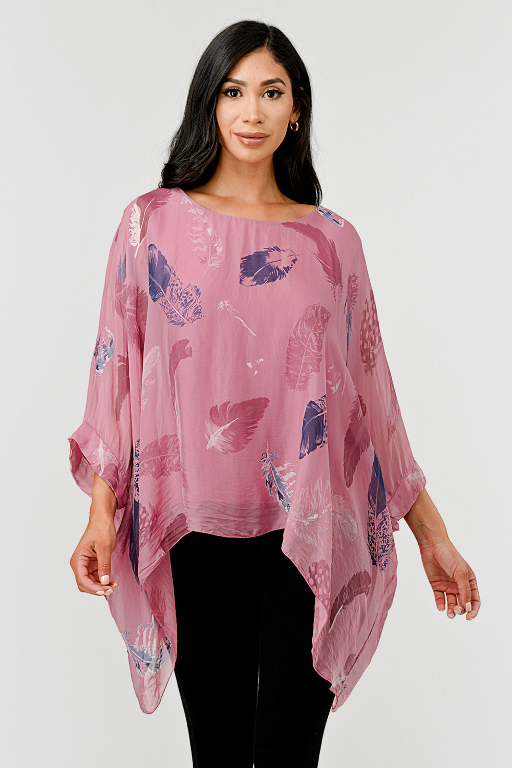 Raw Moda Italian Silky Feathered Pattern Top - Raw Moda