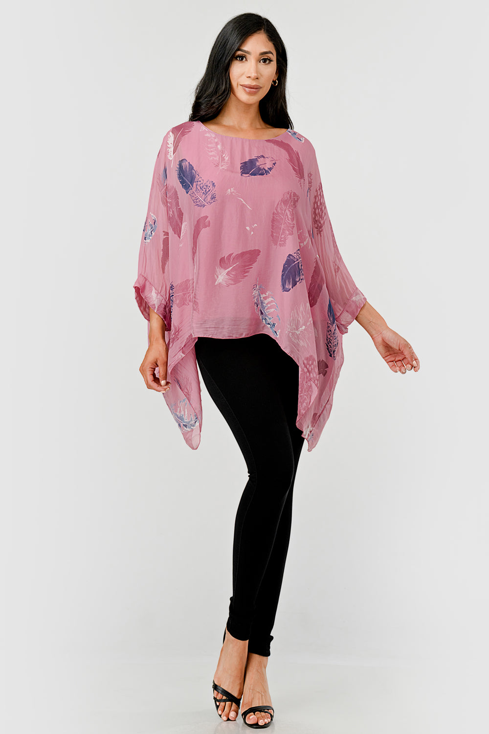 Raw Moda Italian Silky Feathered Pattern Top