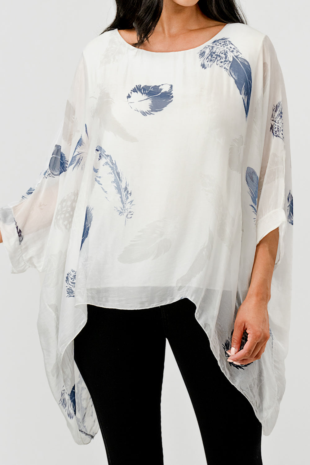 Raw Moda Italian Silky Feathered Pattern Top - Raw Moda