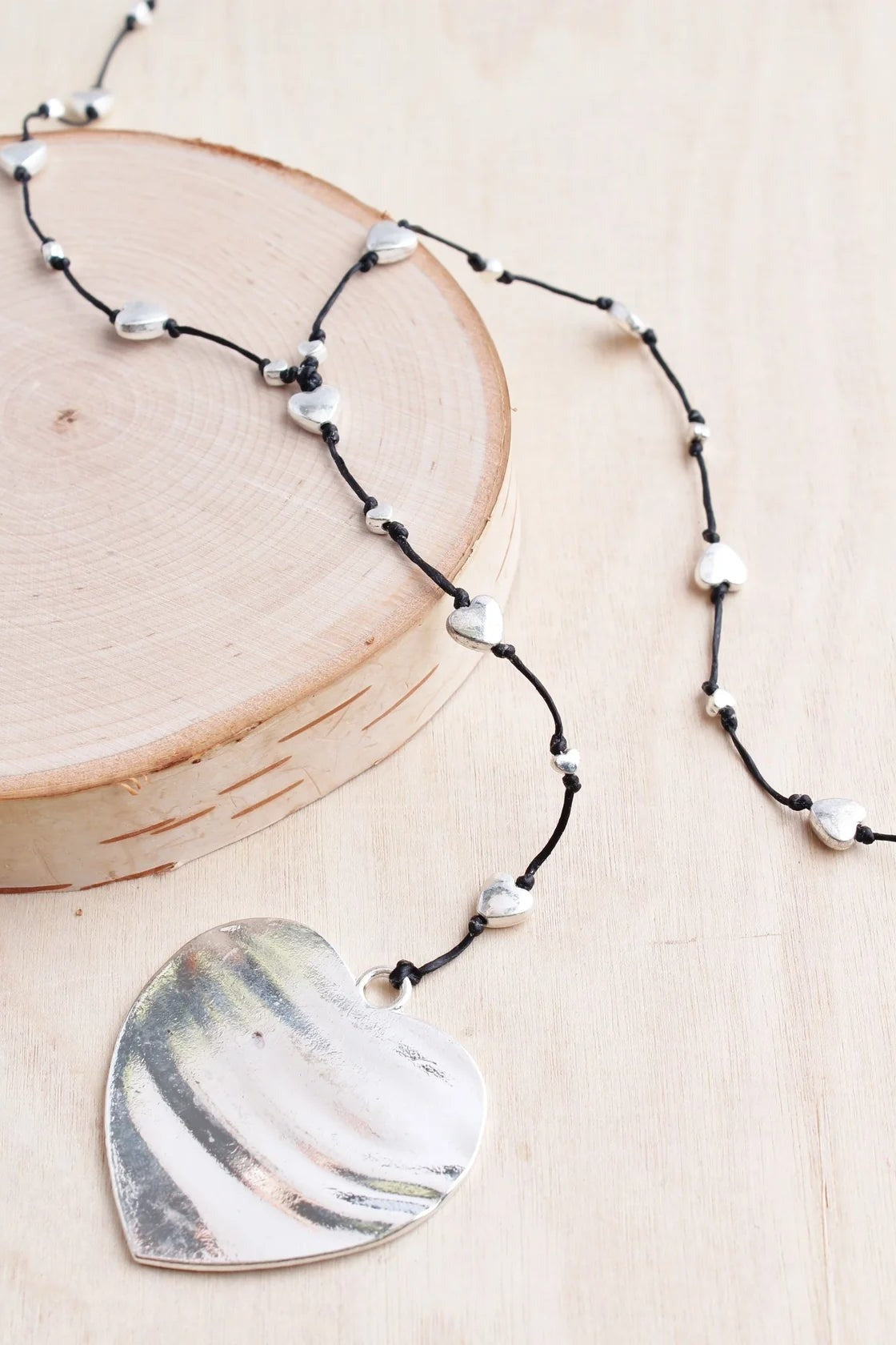 Solid Silver Heart Necklace Hand Made - Raw Moda