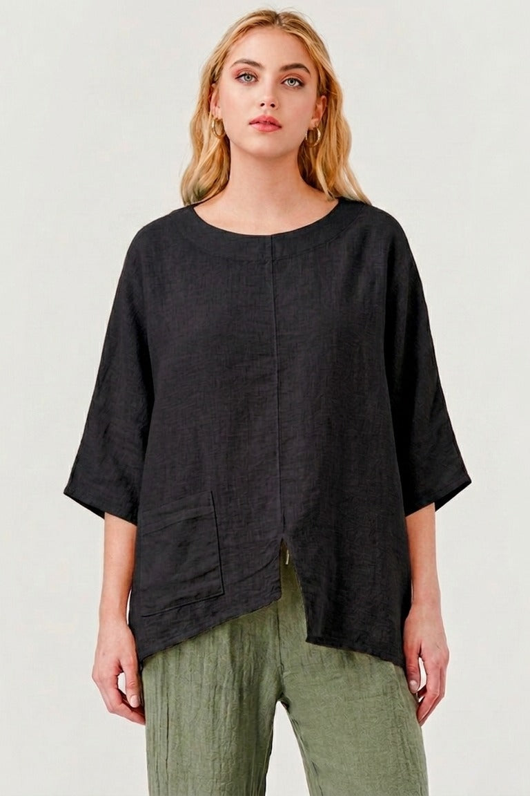Tala Linen Top W single Pocket