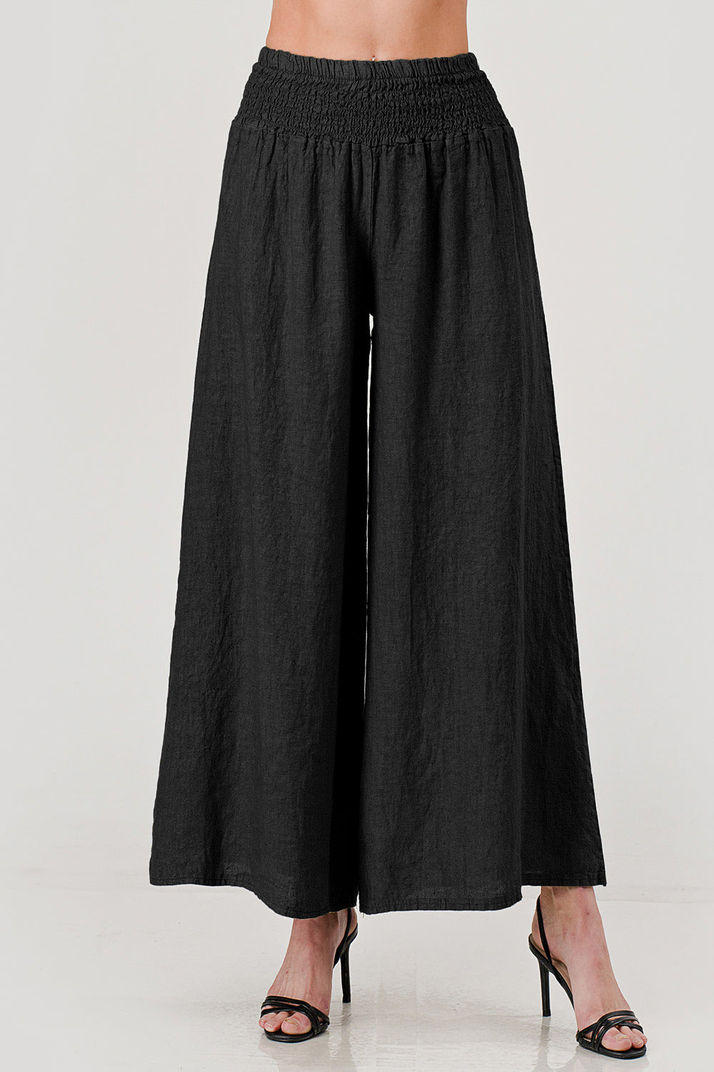 Crossover Wide Waist Linen Pants